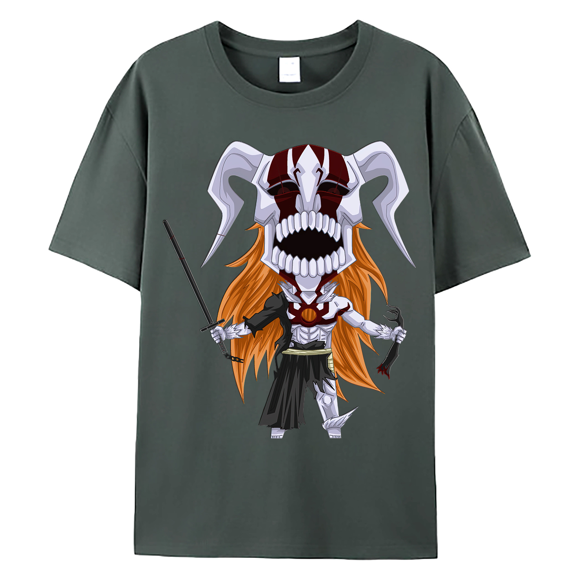 （画像用） ブリーチ 黒崎一護（くろさき いちご）BLEACH Kurosaki Ichigo 綿100％ メンズ半袖Tシャツ｜肌触りやわらか＆通気性